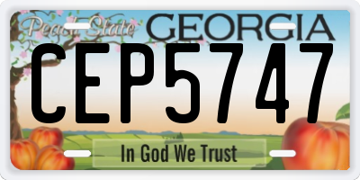 GA license plate CEP5747