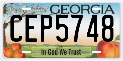 GA license plate CEP5748