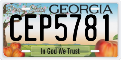 GA license plate CEP5781