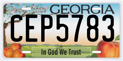 GA license plate CEP5783