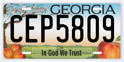 GA license plate CEP5809