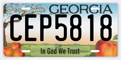 GA license plate CEP5818