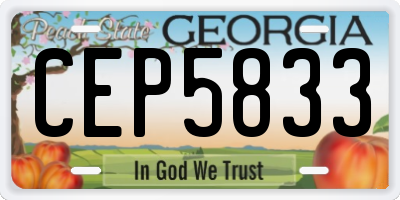 GA license plate CEP5833