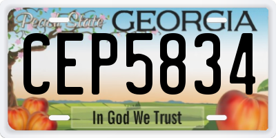GA license plate CEP5834