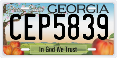 GA license plate CEP5839