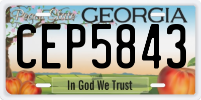 GA license plate CEP5843