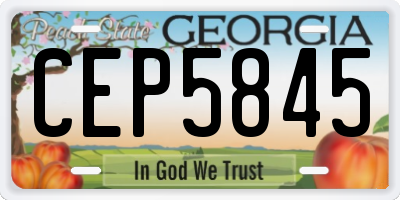 GA license plate CEP5845