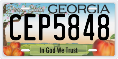 GA license plate CEP5848