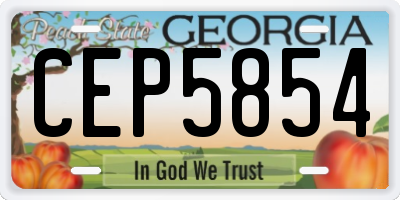 GA license plate CEP5854