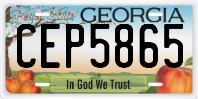 GA license plate CEP5865