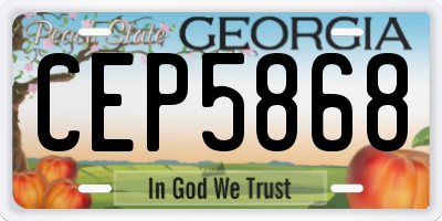 GA license plate CEP5868