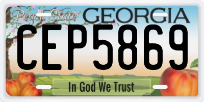 GA license plate CEP5869