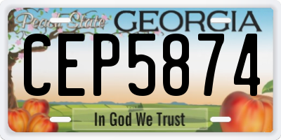 GA license plate CEP5874
