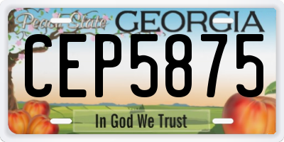 GA license plate CEP5875