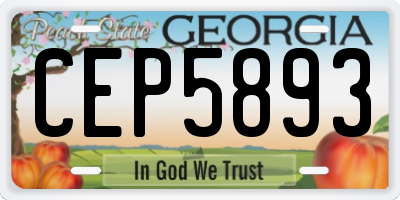 GA license plate CEP5893
