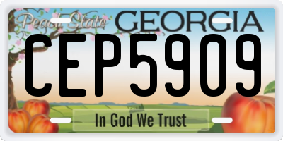 GA license plate CEP5909