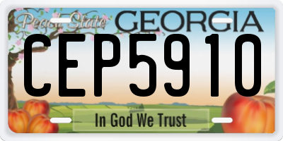 GA license plate CEP5910
