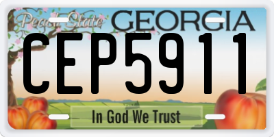 GA license plate CEP5911