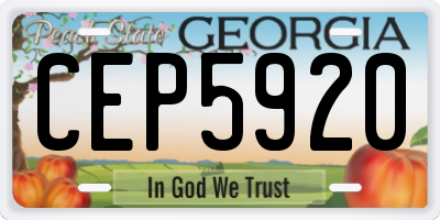 GA license plate CEP5920