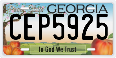 GA license plate CEP5925
