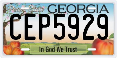 GA license plate CEP5929