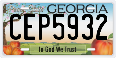 GA license plate CEP5932