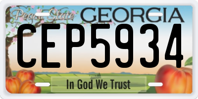 GA license plate CEP5934