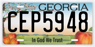 GA license plate CEP5948