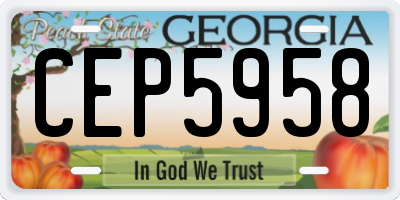 GA license plate CEP5958