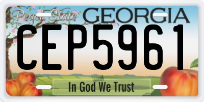 GA license plate CEP5961