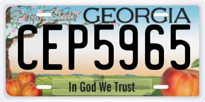 GA license plate CEP5965