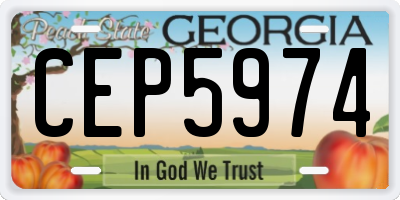 GA license plate CEP5974