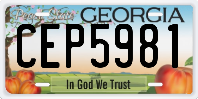 GA license plate CEP5981