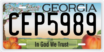 GA license plate CEP5989
