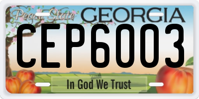 GA license plate CEP6003