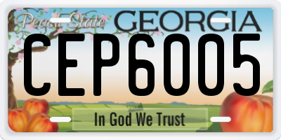 GA license plate CEP6005