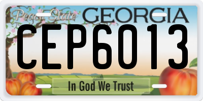 GA license plate CEP6013