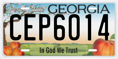 GA license plate CEP6014