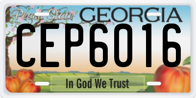 GA license plate CEP6016