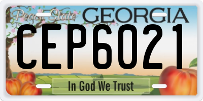 GA license plate CEP6021