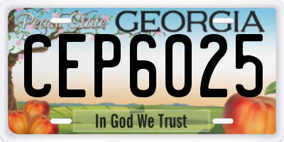 GA license plate CEP6025