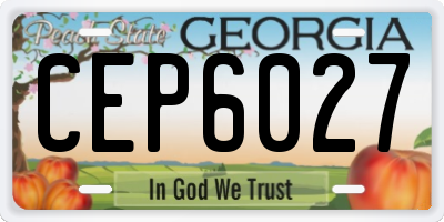 GA license plate CEP6027