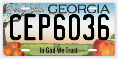 GA license plate CEP6036