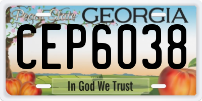 GA license plate CEP6038