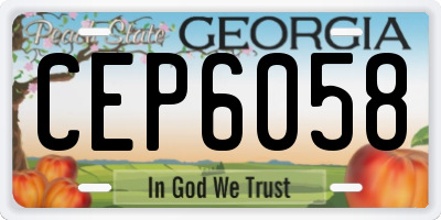 GA license plate CEP6058