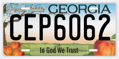 GA license plate CEP6062