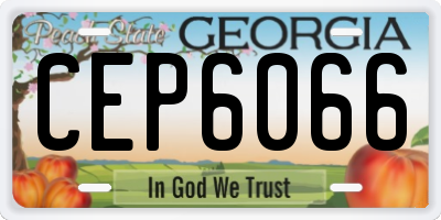 GA license plate CEP6066