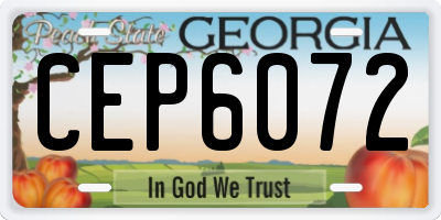 GA license plate CEP6072