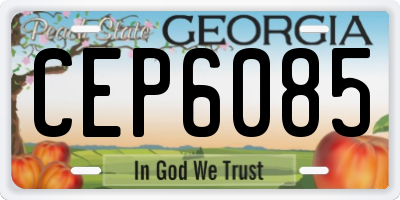 GA license plate CEP6085