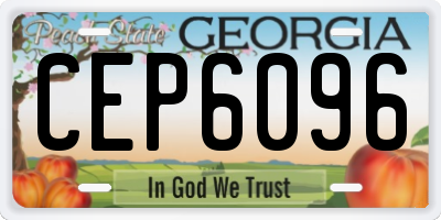 GA license plate CEP6096